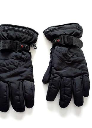 Лыжные перчатки черные с кнопкой которая светится варежки на батарейках перчатки для лыж сноуборда зимние флис