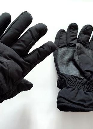 Лижні рукавички чорні з кнопкою яка світиться рукавиці на батарейках перчатки для лиж сноуборда зимові фліс4 фото