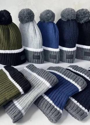 Зимний набор шапка и хомут на флисе размеры 50-541 фото