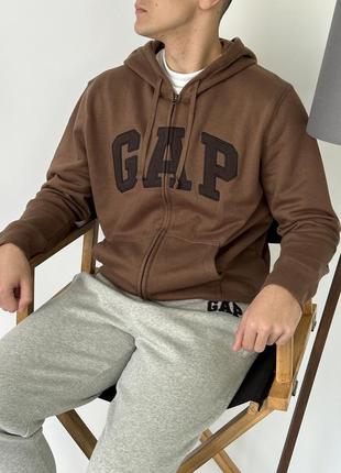 Мужское худи &lt;unk&gt; кофта gap cozy brown (с флисом)5 фото