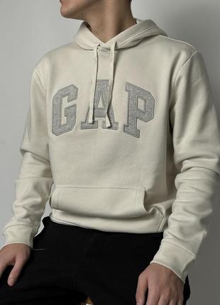 Мужское худи &lt;unk&gt; кофта gap unbleached white (с флисом)4 фото