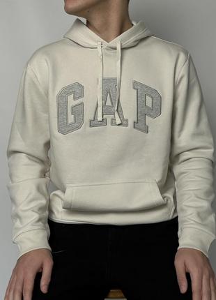 Мужское худи &lt;unk&gt; кофта gap unbleached white (с флисом)3 фото