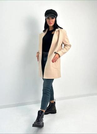 Демисезонное пальто женское классическое застежка-пуговица7 фото