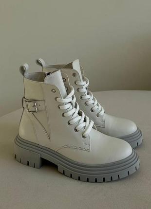 Біла базова пара на кожен день 🔥 черевики з натуральної шкіри,  підошва терморезина ідеальні для зими5 фото