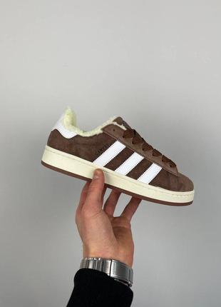 Зимние женские кроссовки адидас adidas campus 00s ‘brown’ fur3 фото