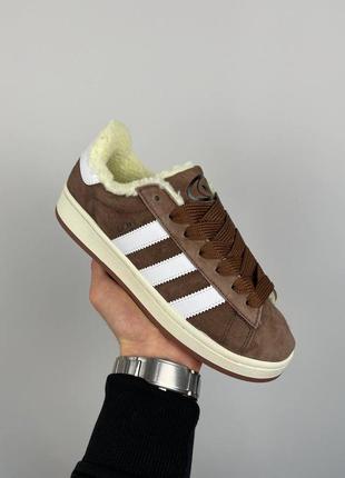 Зимние женские кроссовки адидас adidas campus 00s ‘brown’ fur4 фото