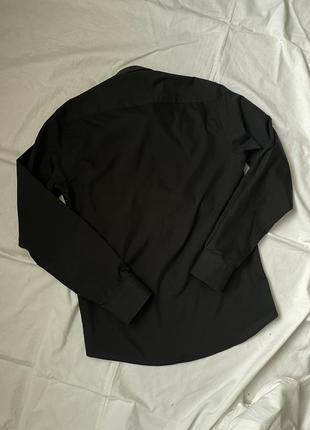 Мужская черная рубашка классического кроя4 фото