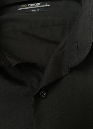Мужская черная рубашка классического кроя5 фото