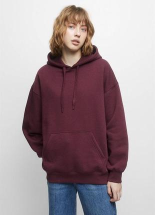 Теплый оверсайз худи на флисе pull &amp; bear1 фото