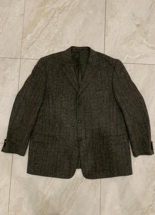 Винтажный твидовый пиджак harris tweed серый мужской