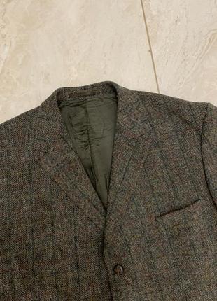 Винтажный твидовый пиджак harris tweed серый мужской2 фото