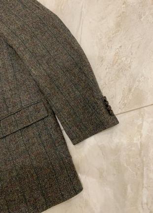 Винтажный твидовый пиджак harris tweed серый мужской3 фото