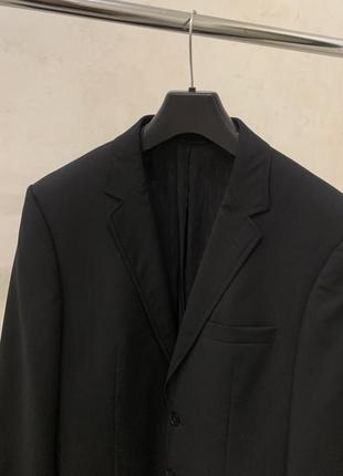 Шерстяной пиджак hugo boss черный мужской жакет блейзер2 фото