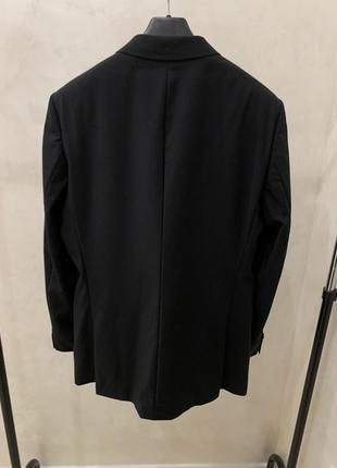 Шерстяной пиджак hugo boss черный мужской жакет блейзер4 фото
