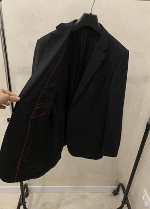 Шерстяной пиджак hugo boss черный мужской жакет блейзер3 фото