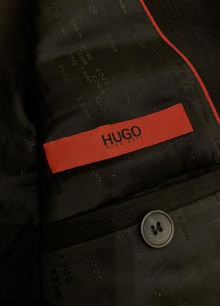 Шерстяной пиджак hugo boss черный мужской жакет блейзер6 фото