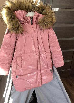 Куртка пудрова зимова рожева куртка зима8 фото