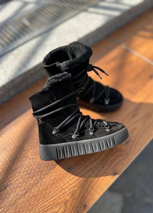 Ботинки кожаные топ тренд зима 2024 черные