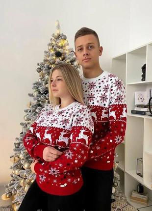 Светр с оленями парный фемелі лук family look новогодний4 фото