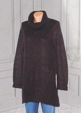 Теплый, акриловый свитер - туника с разрезами