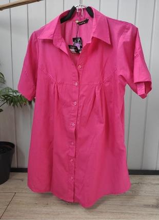 Рубашка удлиненная женская туника однотонная рубаха7 фото