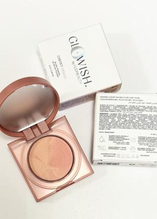 Румяна huda beauty glowish cheeky vegan blush powder оттенок 01 healthy peach, 2.5g (полноразмерные)