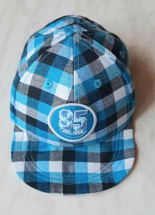 Клетчатая кепка бейсболка "smile boy" на 1-1,5 года на обхват головы 47см