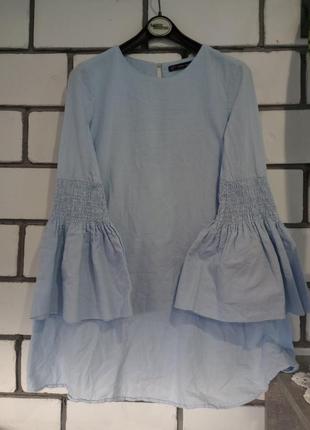 Хлопковое двухслойное платье туника: верх платья/ с нательной стороны комбинезон