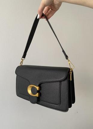 Сумка в стилі coach tabby чорна коуч сумочка через плече1 фото