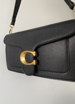 Сумка в стилі coach tabby чорна коуч сумочка через плече3 фото