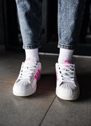 Кросівки кеди adidas superstar white/pink  кроссовки кеды5 фото