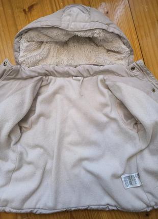Бежева зимова куртка на дівчинку 1,5-2 роки h&m2 фото