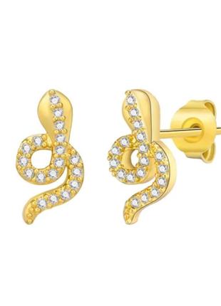 Очень красивые серьги гвоздики змеи 🐍 с камнями цирконий