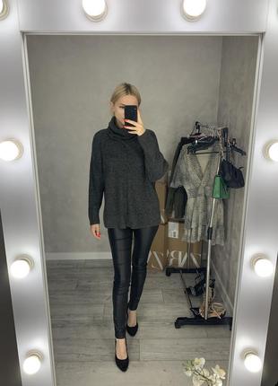 Серый удлиненный свитер размер s