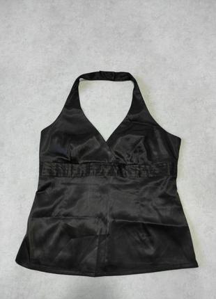 Топ  сатиновый черный  с открытой спинкой