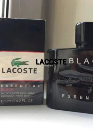 Классный фужерный мужской парфюм lacoste essential black for men 125 мл