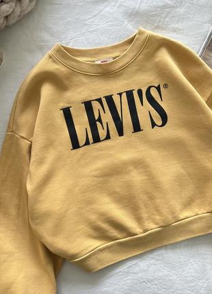 Оверсайз укороченный свитшот на флисе levis calvin tommy