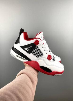 Мужские кроссовки nike air jordan 4 retro white red fur