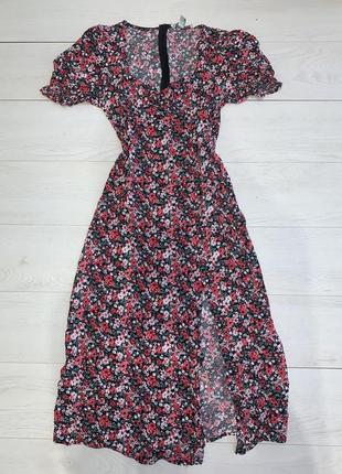 Платье платье миди в цветочный принт с разрезом amisu 10 40 m