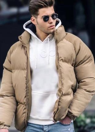 Зимова тепла куртка на синтепоні чоловіча водовідштовхувальна з коміром1 фото
