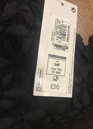 Чёрный кружевной бюстгальтер/ бралет m&amp;s, р. 34f/75g6 фото