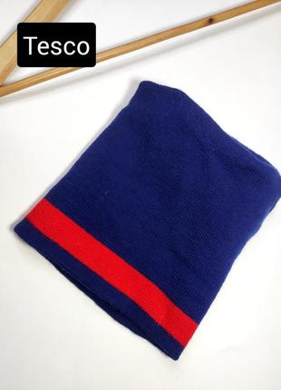 Шапка синього кольору з червоною смужкою від бренду tesco