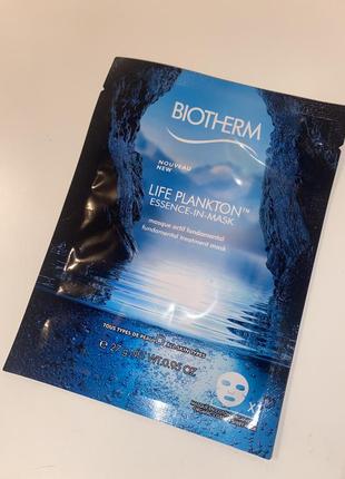 Восстанавливающая тканевая маска для лица biotherm life plankton essence-in-mask, 27 г1 фото