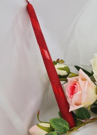 Свічка декоративна 30см "стрічка" бордова парафінова інтер'єрна святкова