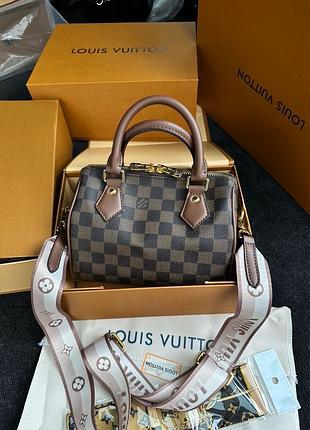 Сумка lv speedy nano brown/pink premium