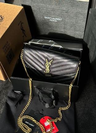 Сумка клатч yves saint laurent cassandre matelasse chain wallet in grain de poudre embossed leather premium