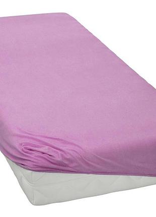 Простирадло 90х200+25см трикотаж на резинці рожева