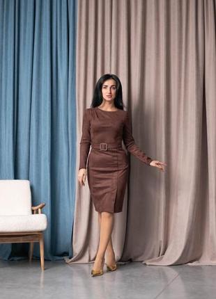 Красивое платье-футляр "403", шоколад. размеры 44,46,48,50,52,54