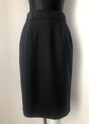 100% шерсть! классическая черная юбка карандаш, размер 38, укр 462 фото