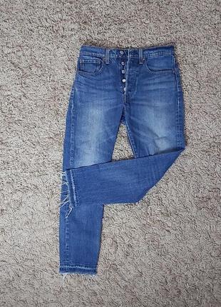 Джинсы levi's однотонные синие джинсовые хлопок